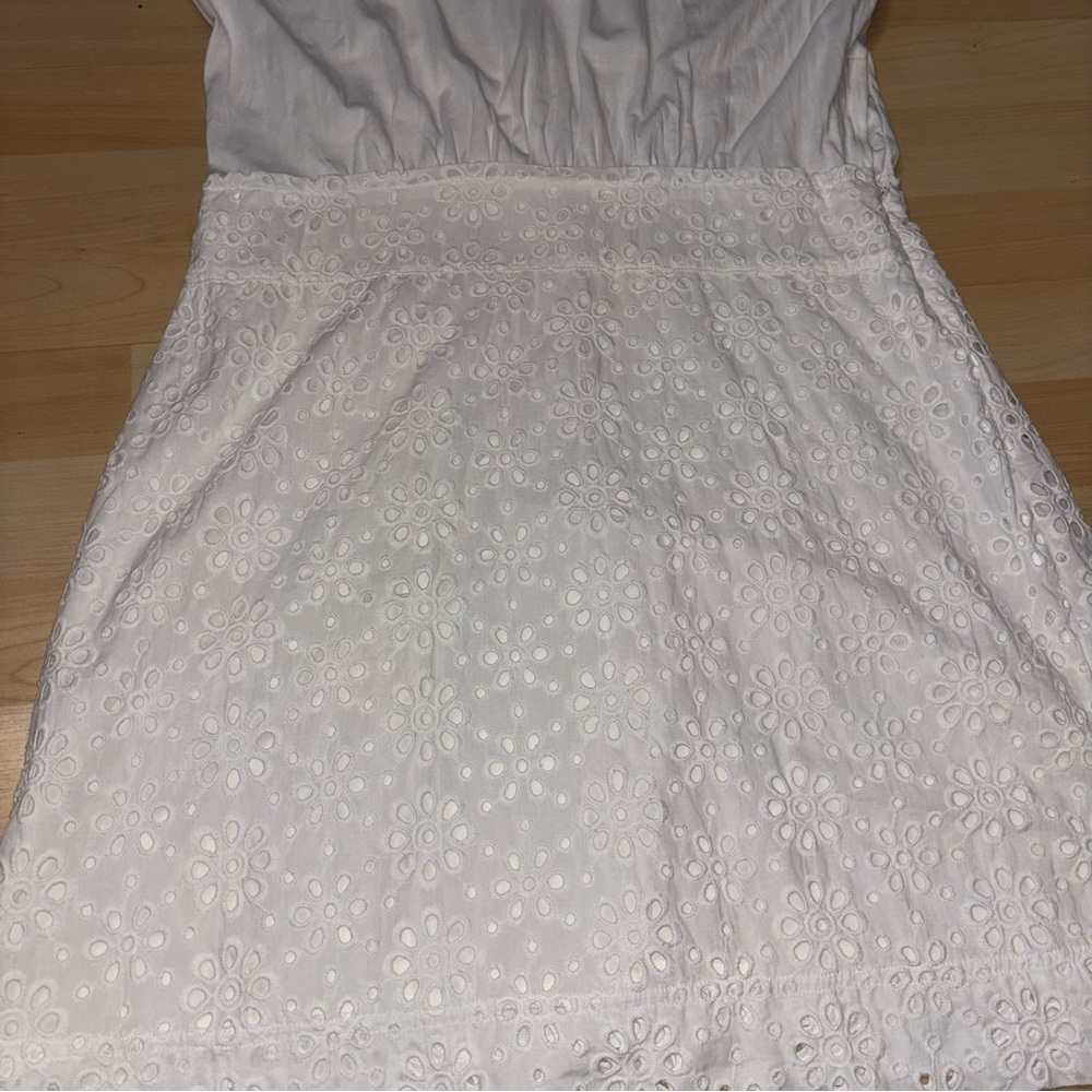 Veronica Beard Jiya Eyelet T-Shirt Dress in White Size Large Coquette Soft Girl - Picture 3 of 13